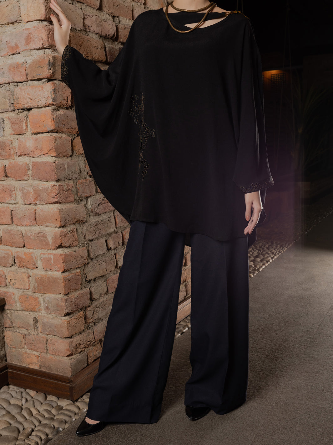 Black Georgette Tunic - AWP-LK-604