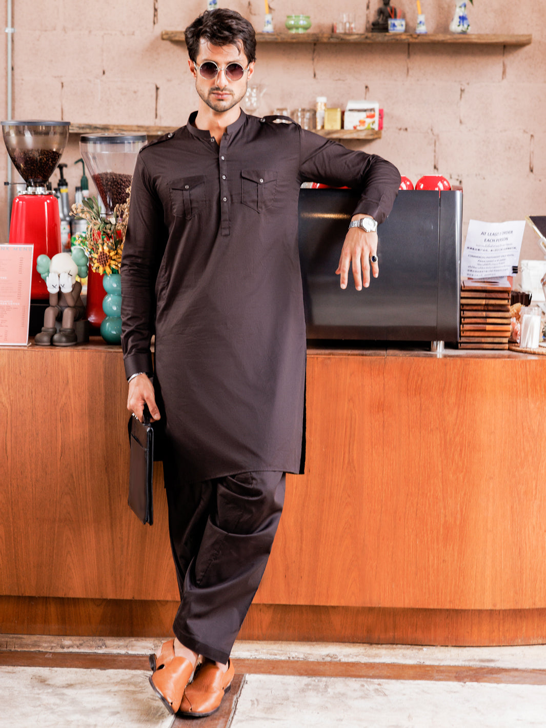 Shalwar Black Kurta Pajama Design 2021 Double Pocket Kameez Design