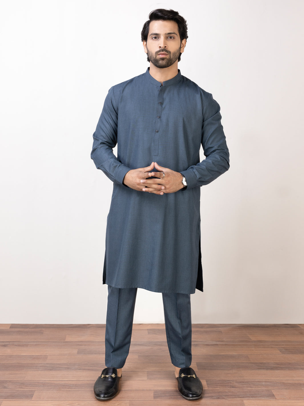 Blue Blended Kurta Trouser - AL-KT-2918