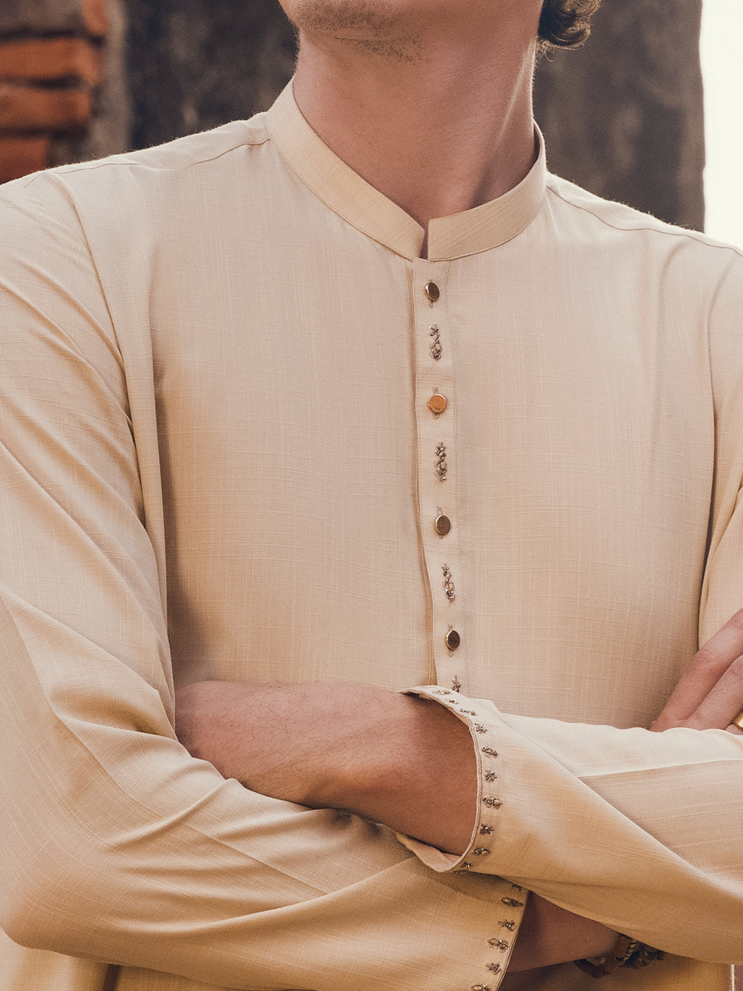 Cream Blended Kurta Trouser - AL-KT-2924