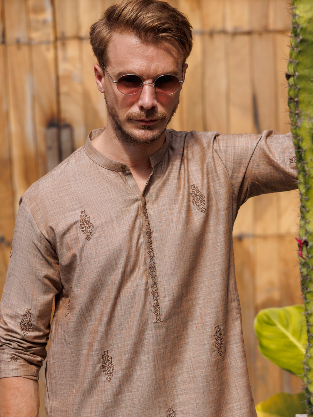 Light Brown Cotton Kurta Trouser - AL-KT-2929 - Almirah Online