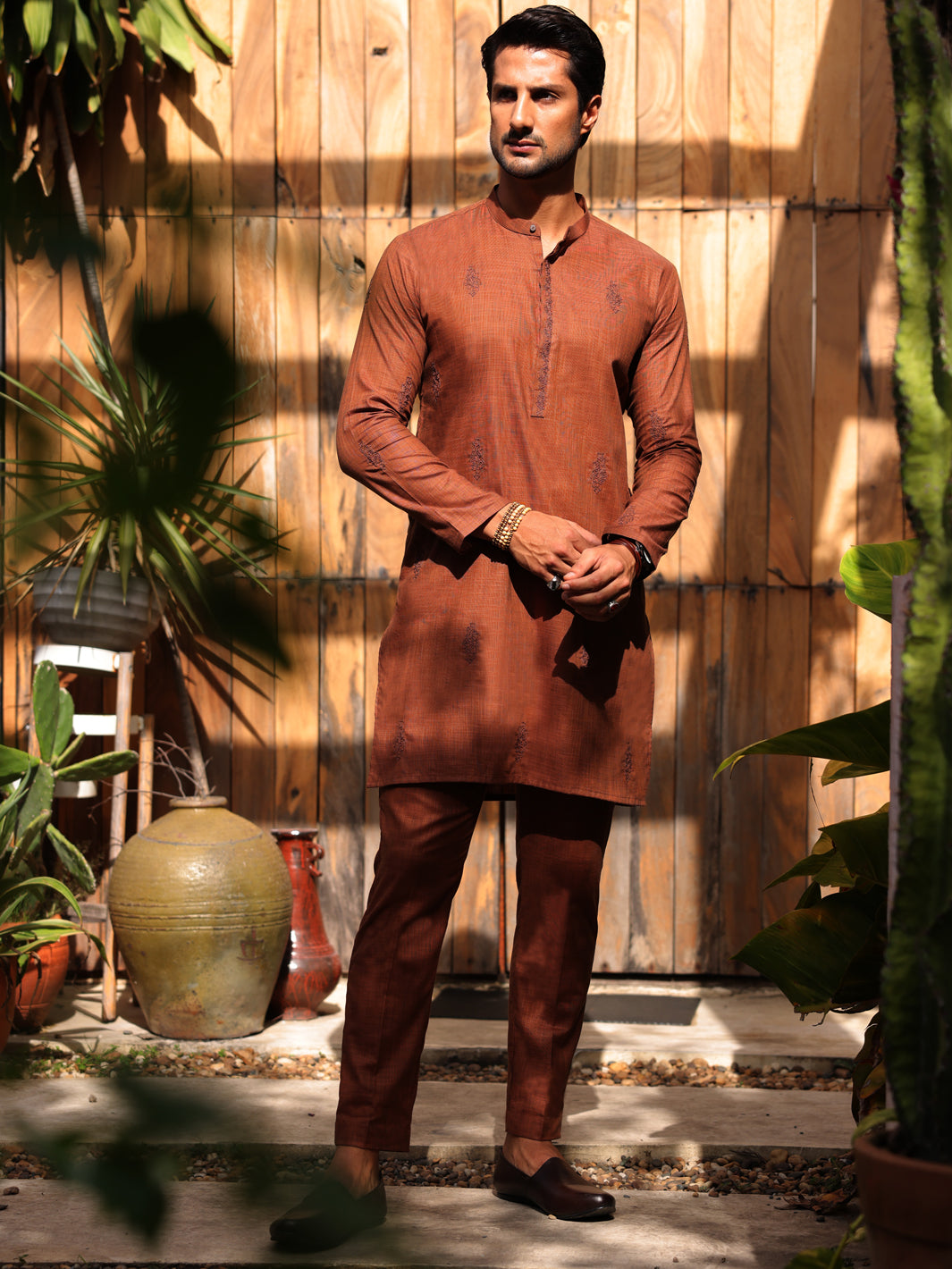 Rust Cotton Kurta Trouser - AL-KT-2931 - Almirah Online