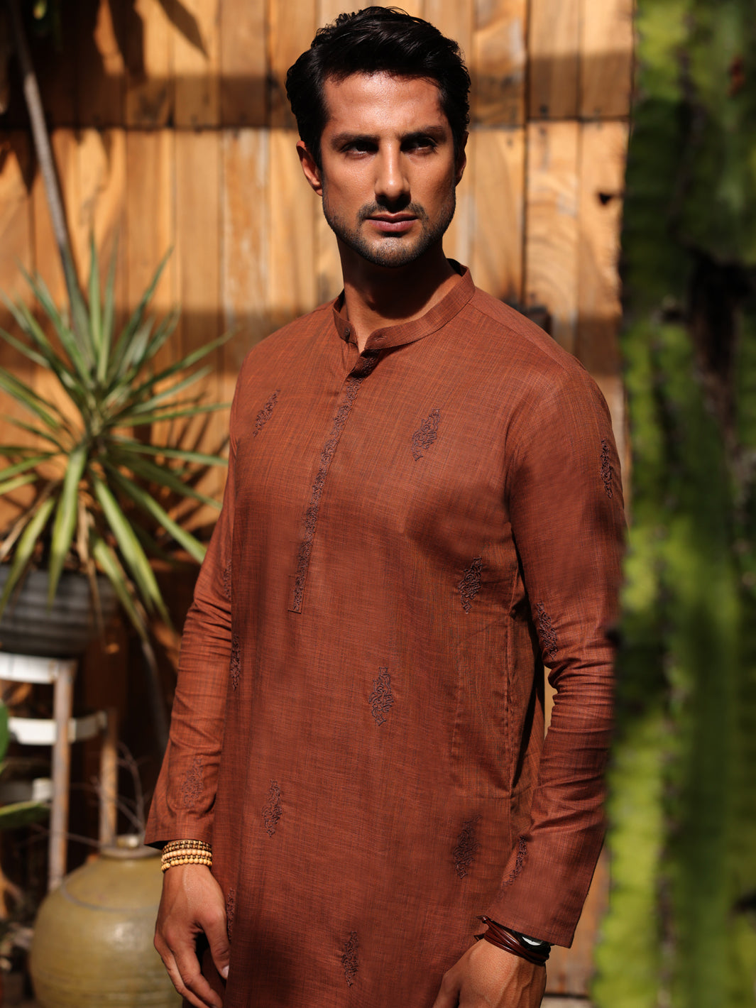 Rust Cotton Kurta Trouser - AL-KT-2931 - Almirah Online
