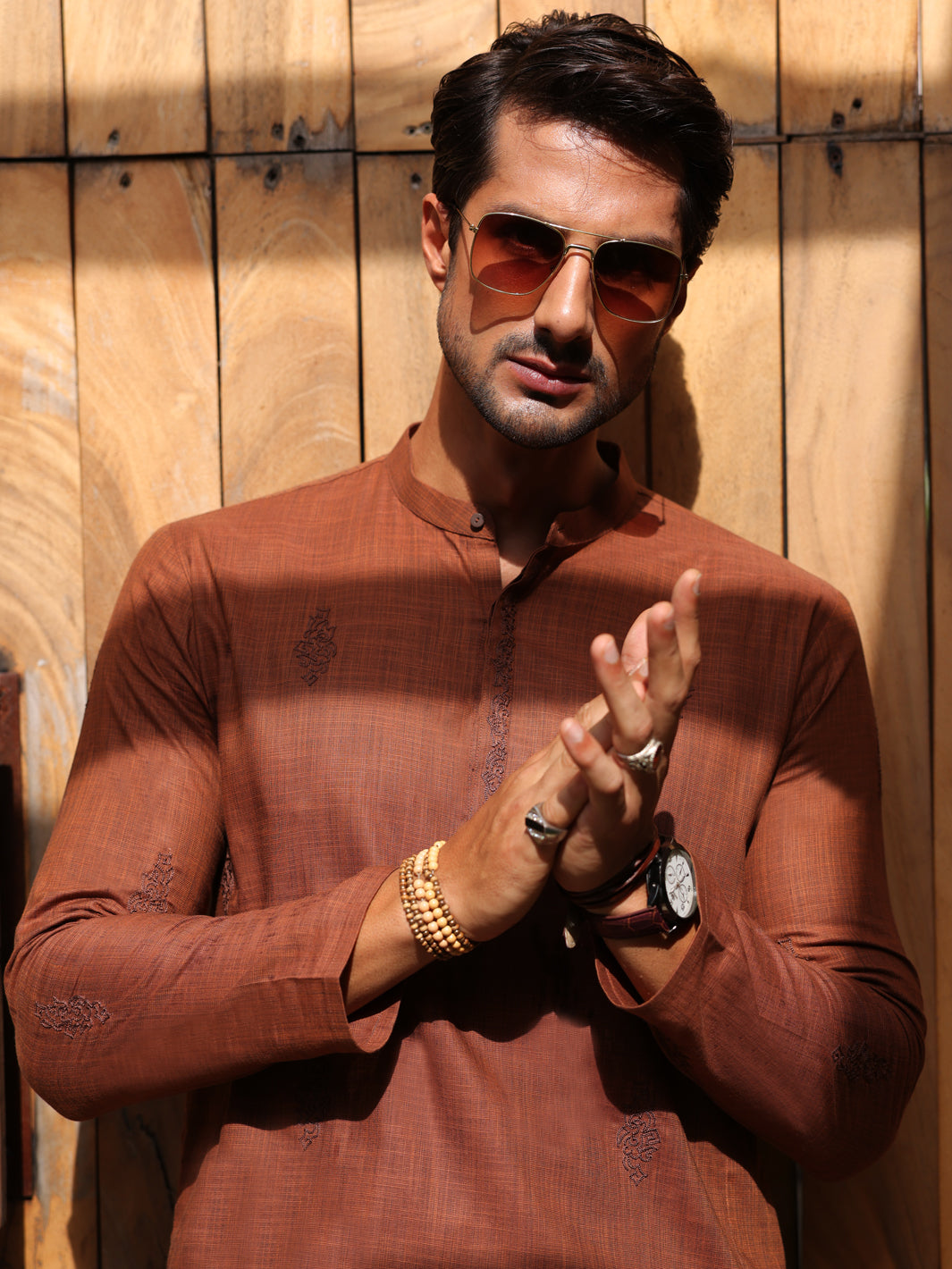 Rust Cotton Kurta Trouser - AL-KT-2931 - Almirah Online