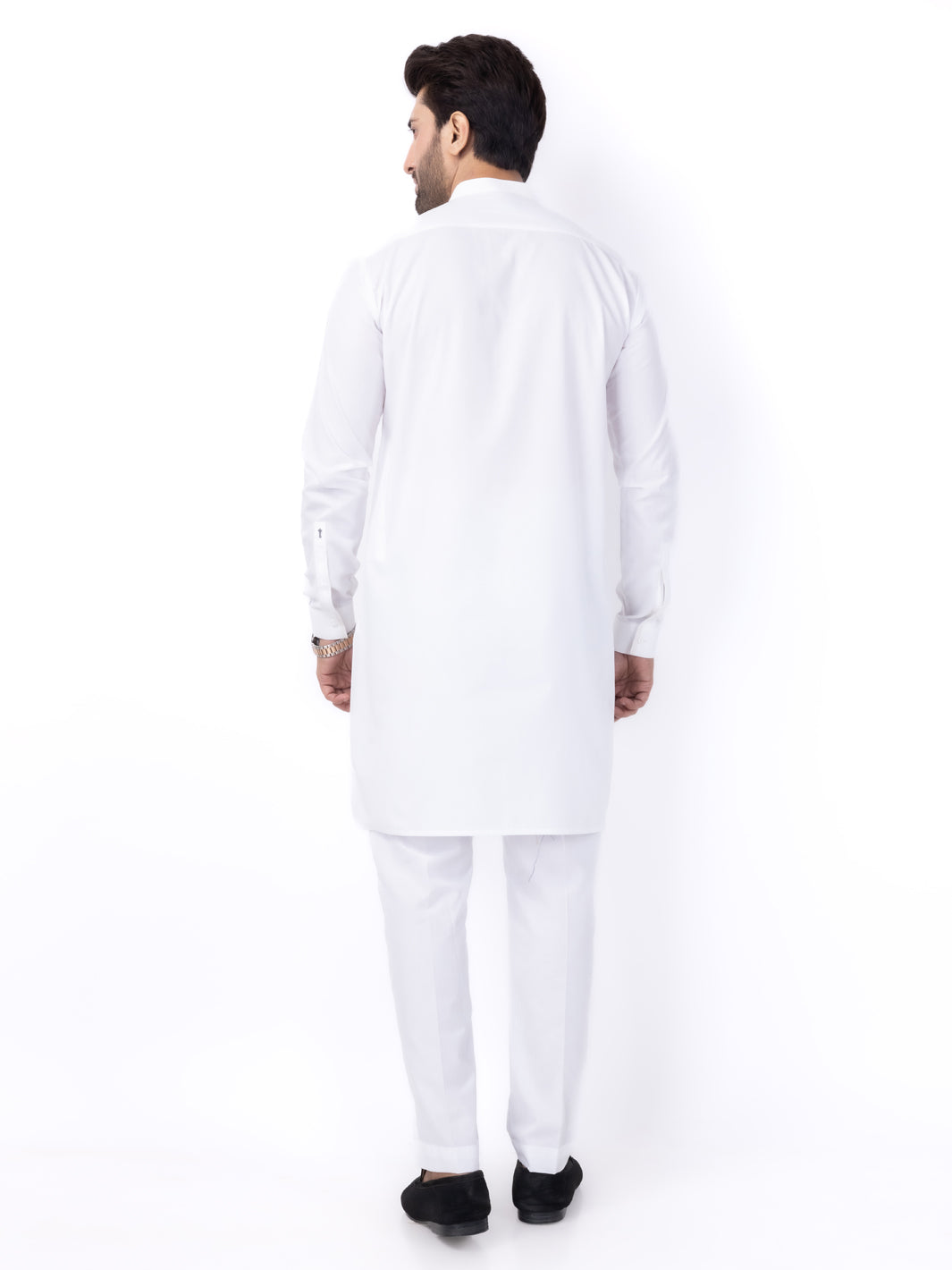 White Poly Cotton Kurta Trouser - AL-KT-3046B - Almirah Online