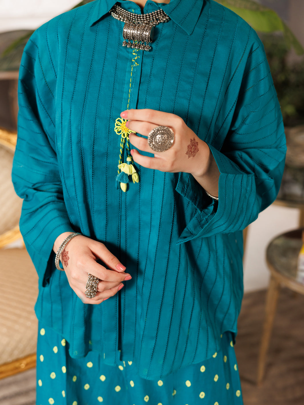 Green Cotton Dobby 2 Piece Stitched - ALT-2PS-LKS-1159