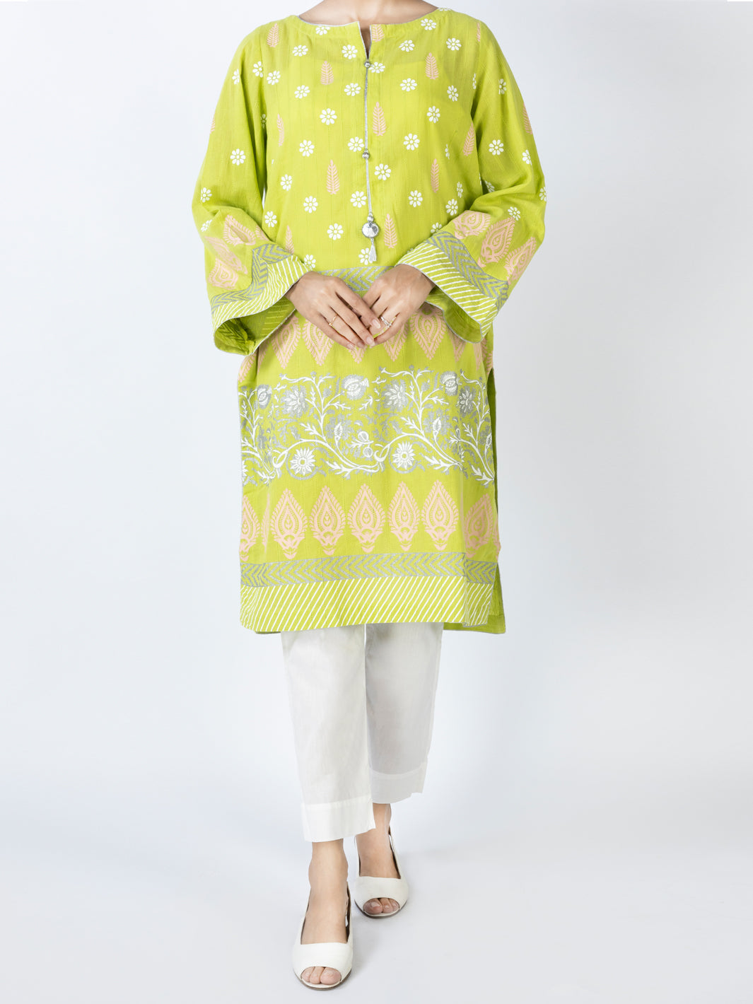Lime Green Cotton 2Pc Stitched - AL-2PS-LKS-877