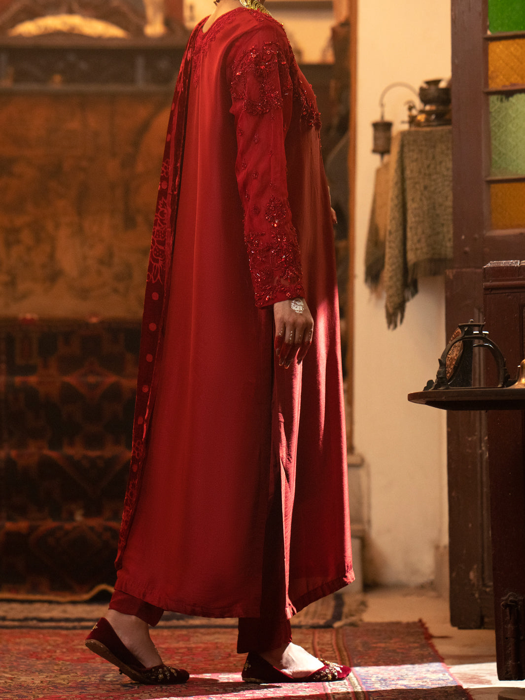 Red Shisha Silk 3Pc Formal Stitched - AL-3PS-LS-439