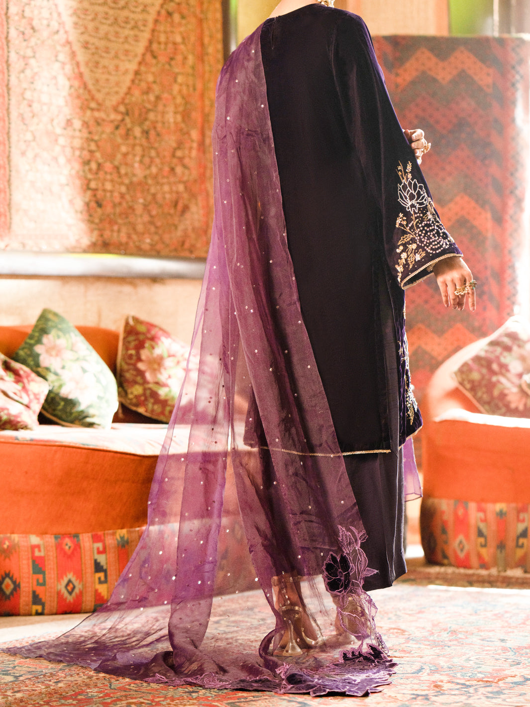 Purple Velvet 3Pc Formal Unstitched - AL-3PS-LS-UN-441