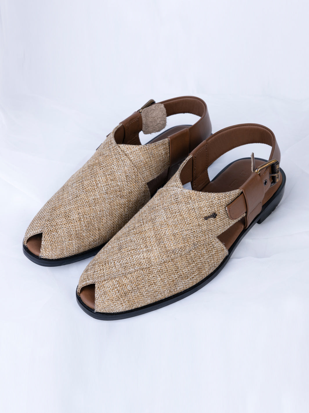 Beige Jute Peshawari Chappal - AL-MFW-FB-161 - Almirah Online