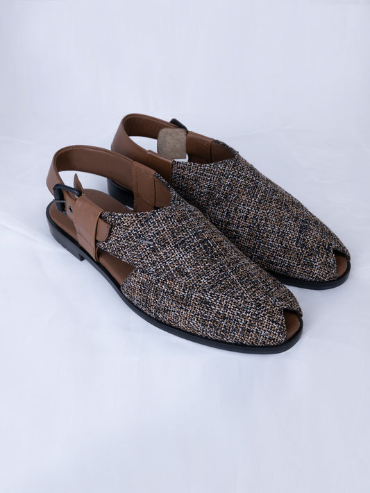 Brown Jute Peshawari Chappal - AL-MFW-FB-162 - Almirah Online