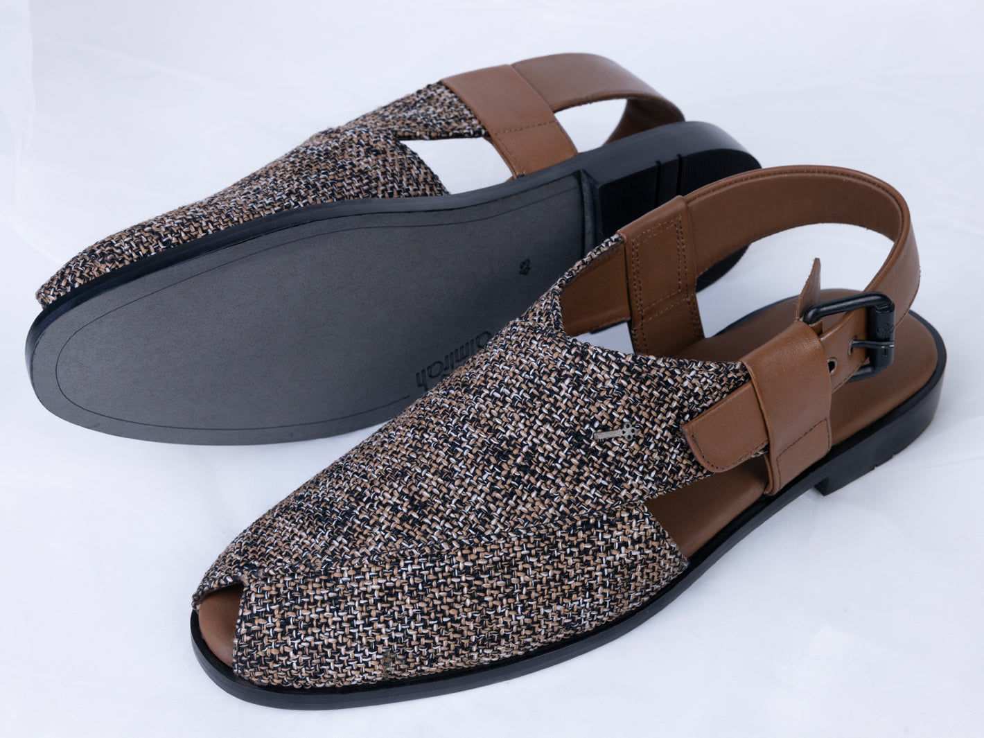 Brown Jute Peshawari Chappal - AL-MFW-FB-162 - Almirah Online