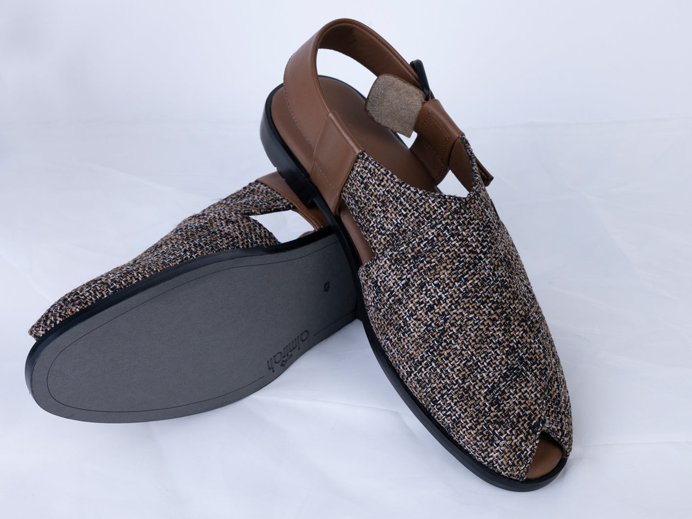 Brown Jute Peshawari Chappal - AL-MFW-FB-162 - Almirah Online