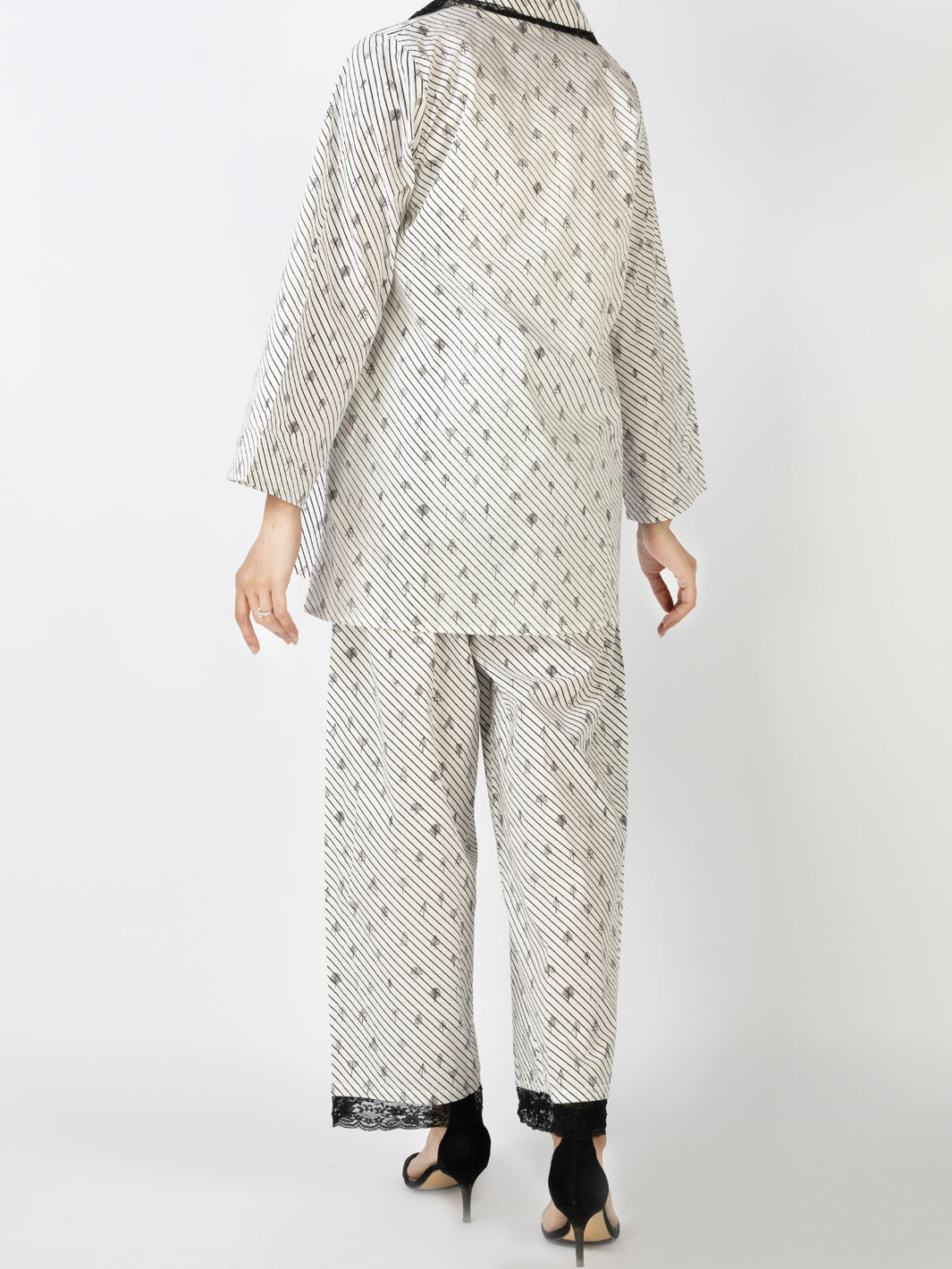 Black & White Cotton 2Pc Stitched Nightwear - AL-LKS-NW-1015