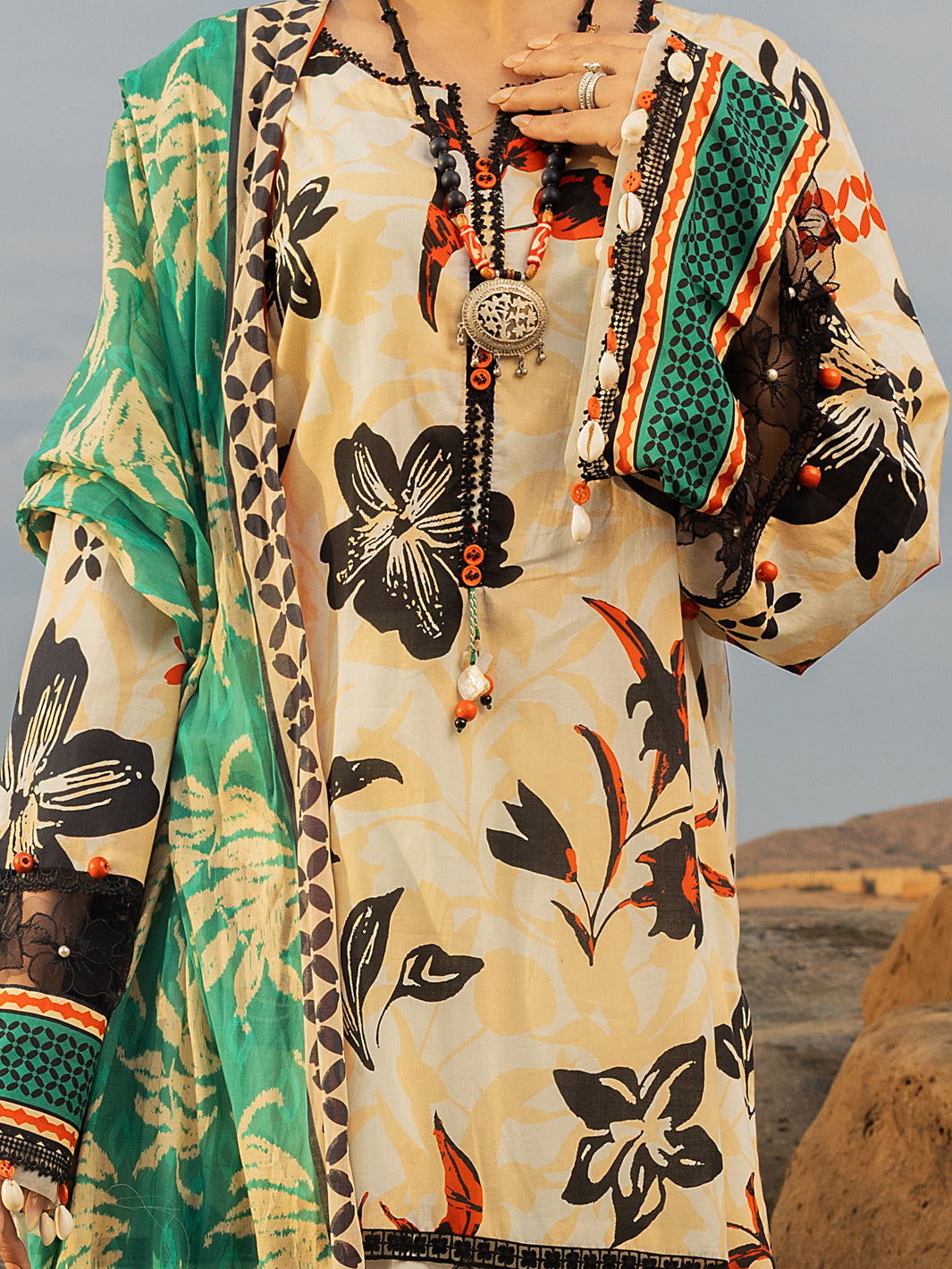 Beige Lawn 2 Piece Unstitched - ALP-2PS-SLKD-2254