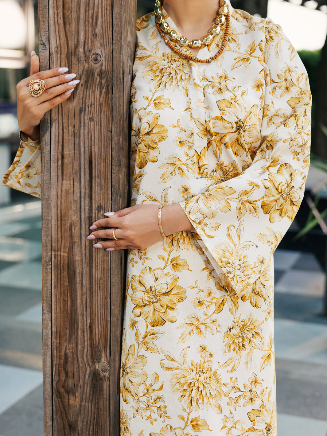 Beige Lawn Co-ord Set - ALP-2PS-SLKS-2239