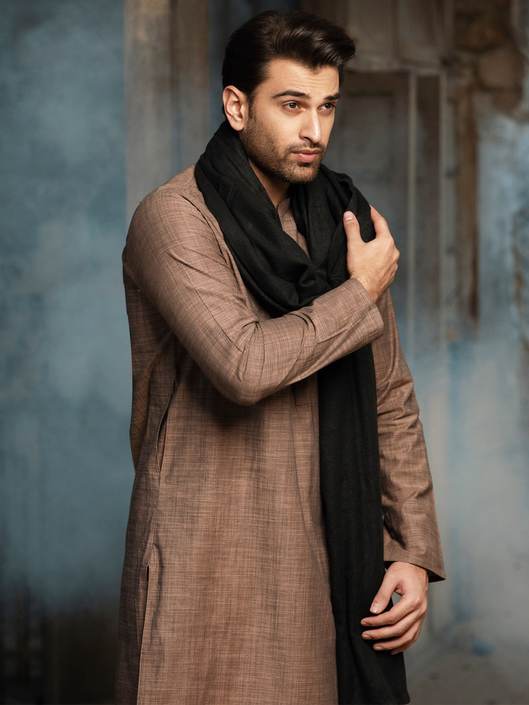 Black Blended Shawl For Men - AL-SH-004