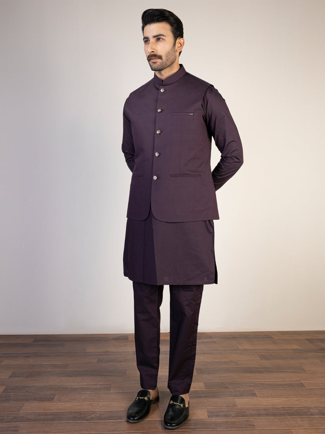 Purple Blended Waistcoat Kurta Trouser AL-KWT-005 – Almirah