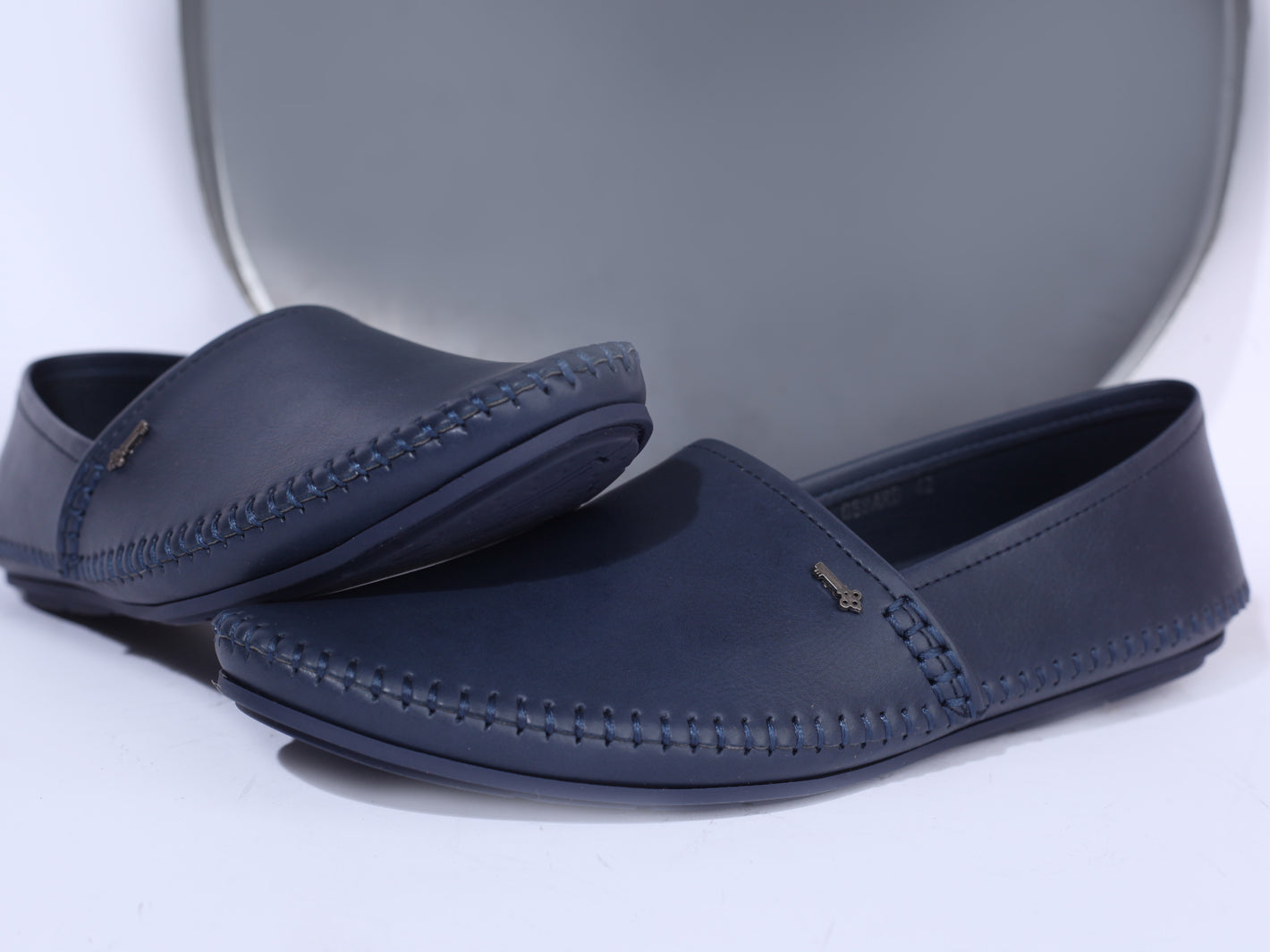 Navy Blue Leather Slip-On - AL-MSHO-011-R1-21
