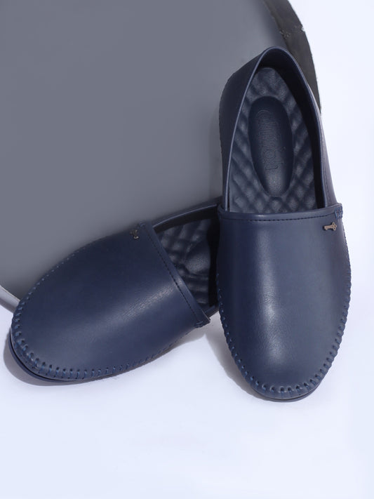 Navy Blue Leather Slip-On - AL-MSHO-011-R1-21