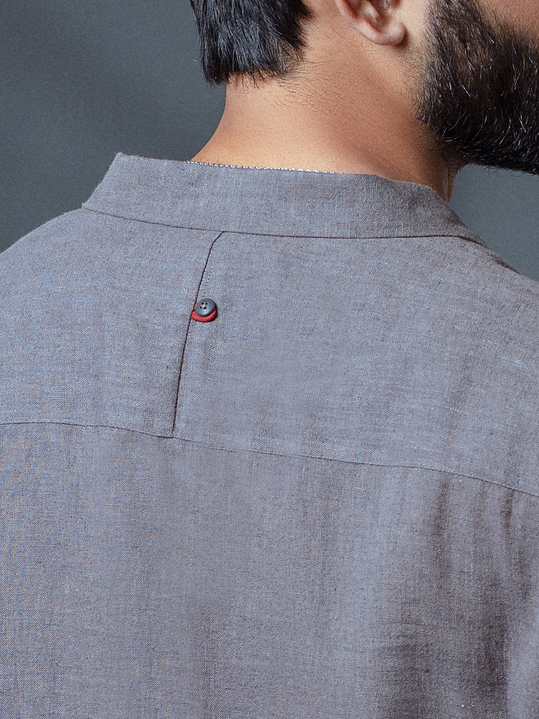 Grey Linen Short Kurta - ALCR-K-011 - Almirah Online