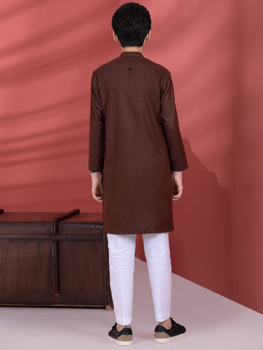 Dark Brown Blended Boy Kurta - ALT-K-013A