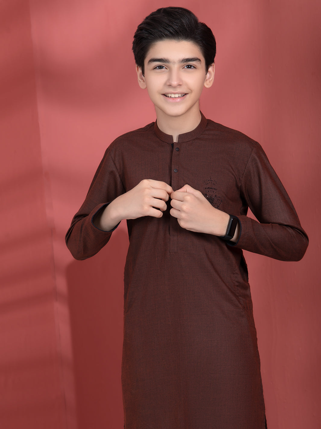 Dark Brown Blended Boy Kurta - ALT-K-013A