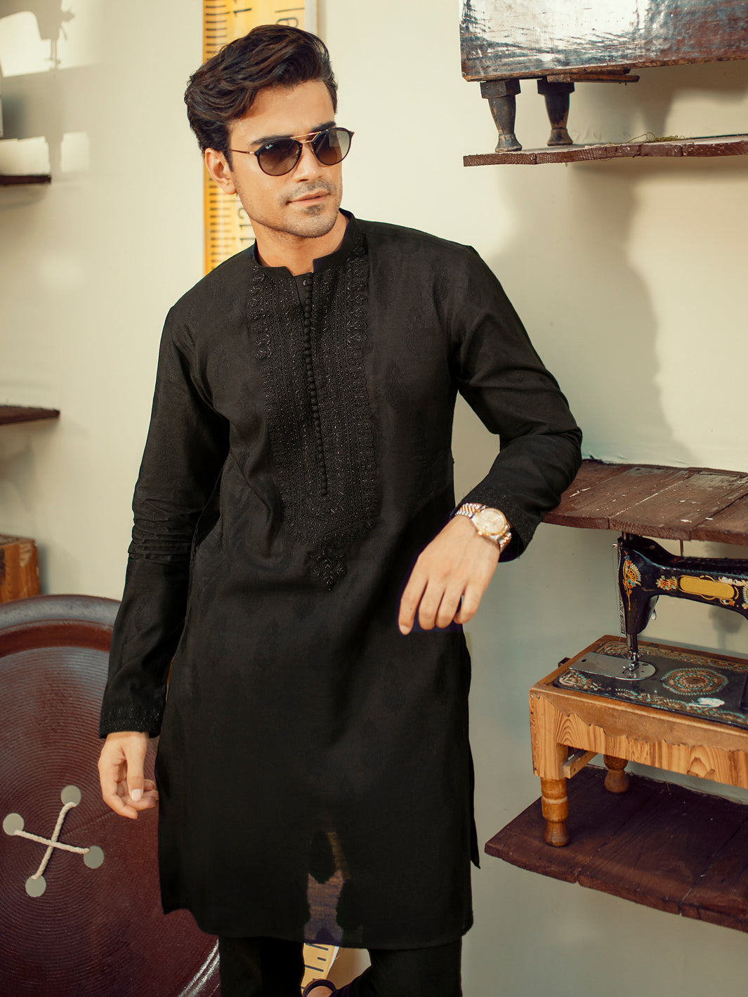 Black Formal Kurta - AL-K-SP-032B