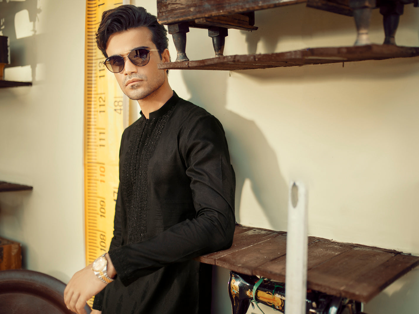 Black Formal Kurta - AL-K-SP-032B
