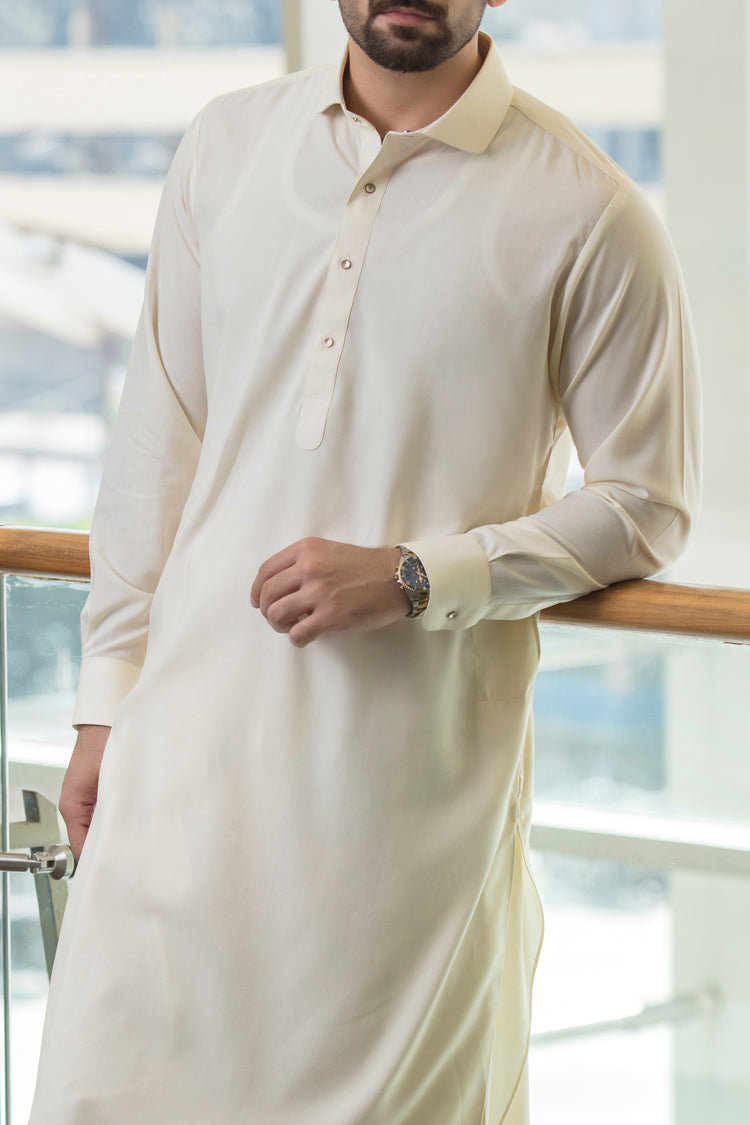 Cream Kameez Shalwar - ALWA-KS-065
