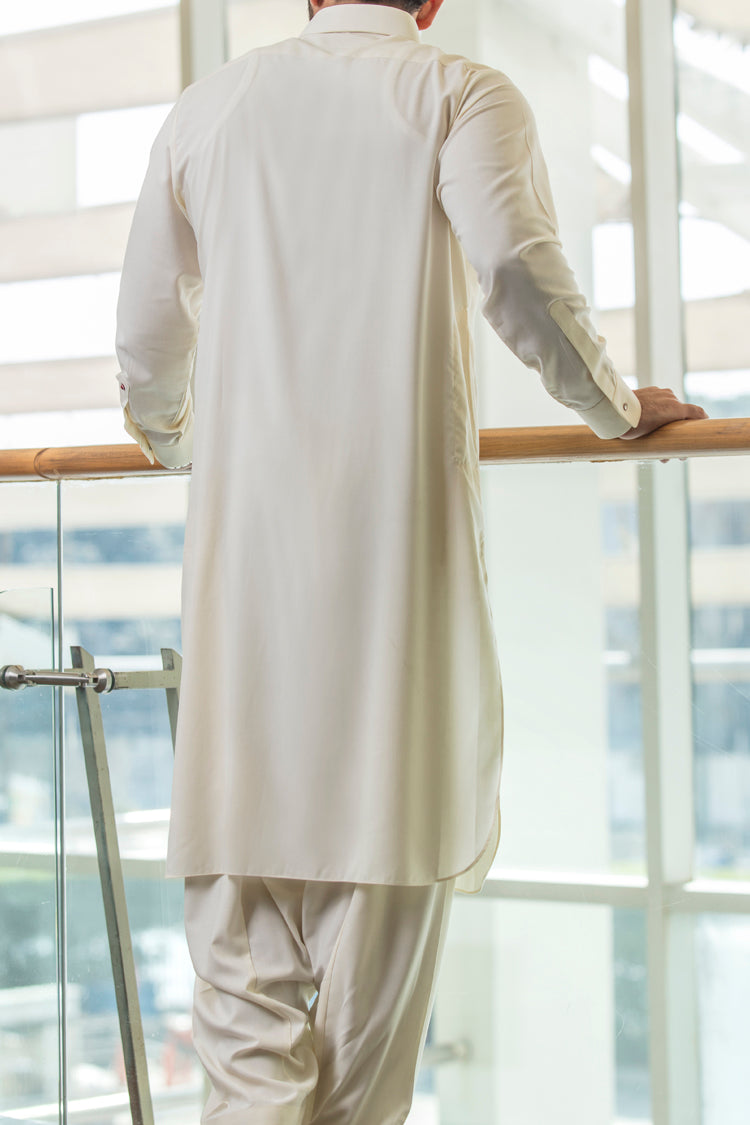 Cream Kameez Shalwar - ALWA-KS-065