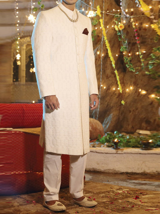 Off White Sherwani - AL-SW-079 - Almirah Online