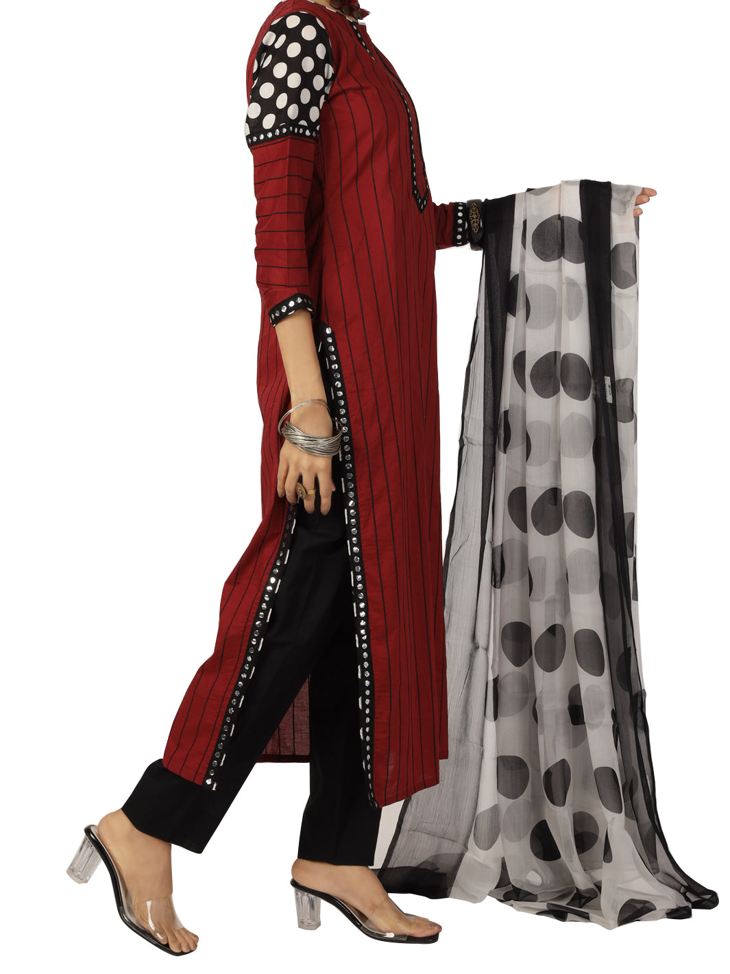 Red Blended 3Pc Stitched - ALP-080