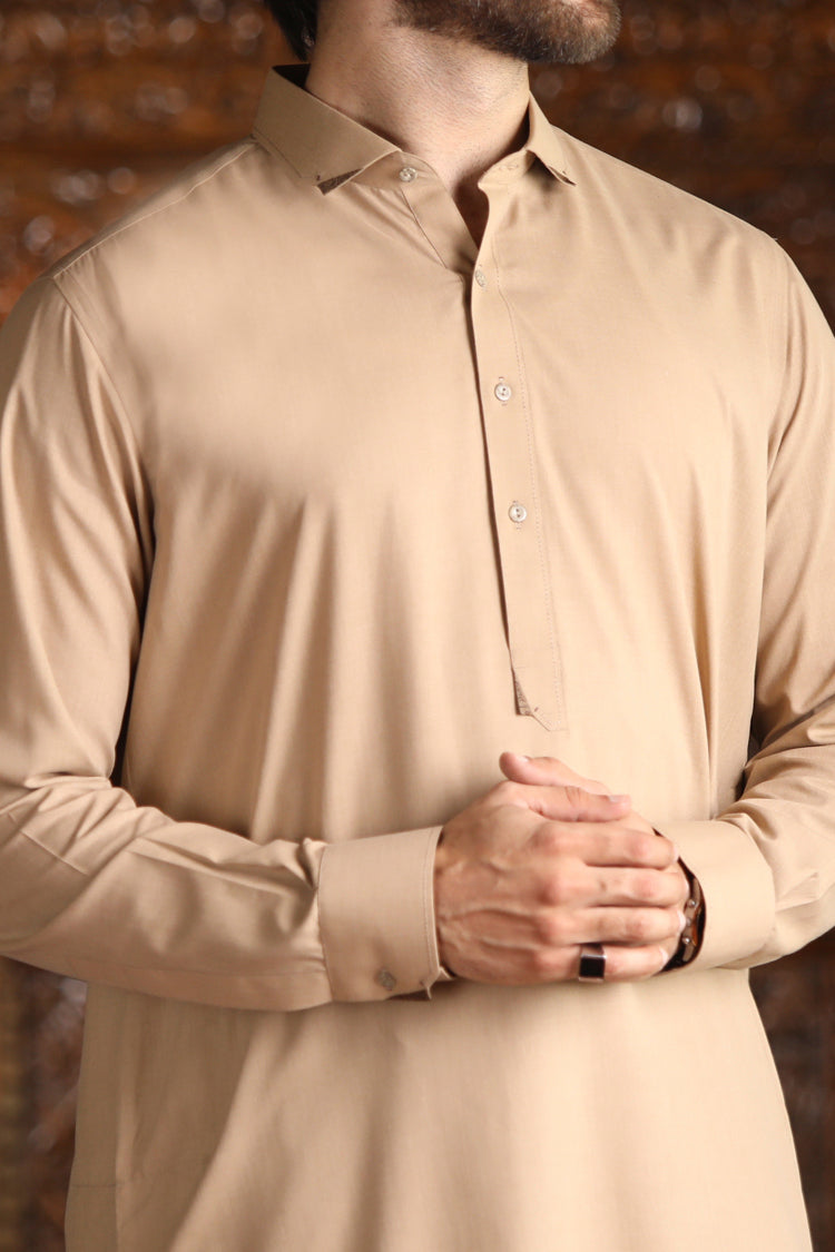 Sand Colored Brown Kameez Shalwar - ALWA-KS-089