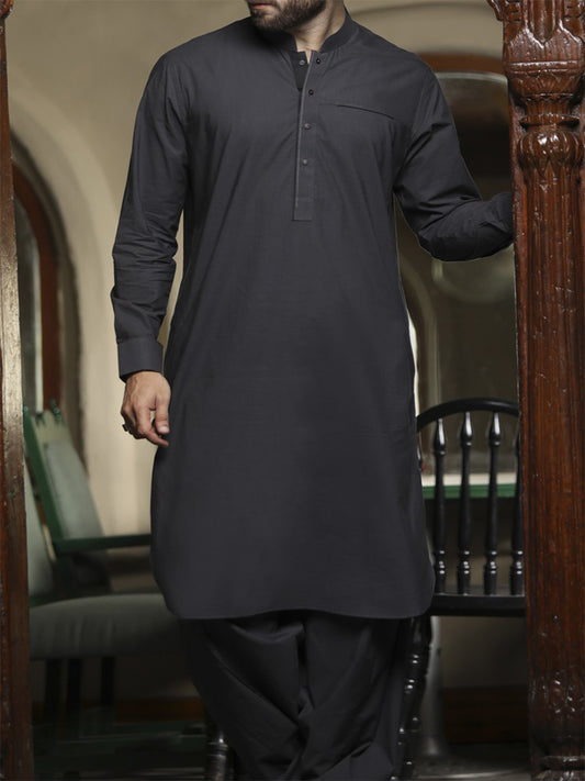 Charcoal Kameez Shalwar - ALWA-KS-092