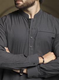 Charcoal Kameez Shalwar - ALWA-KS-092
