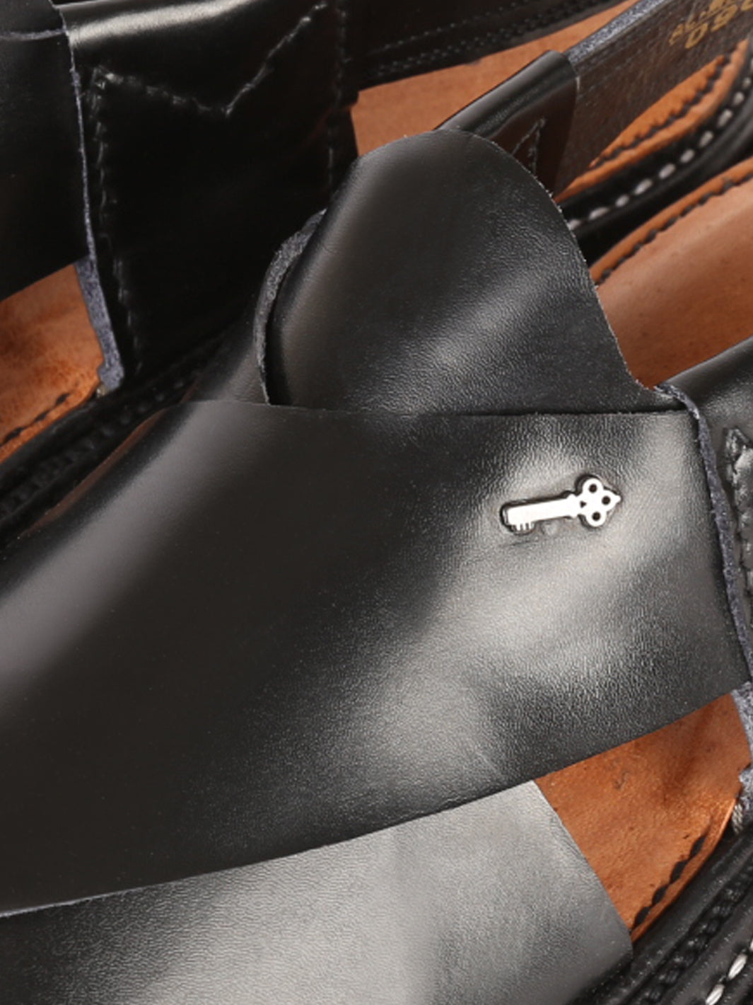 Black Leather Peshawari Chappal - AL-MFW-HC-096