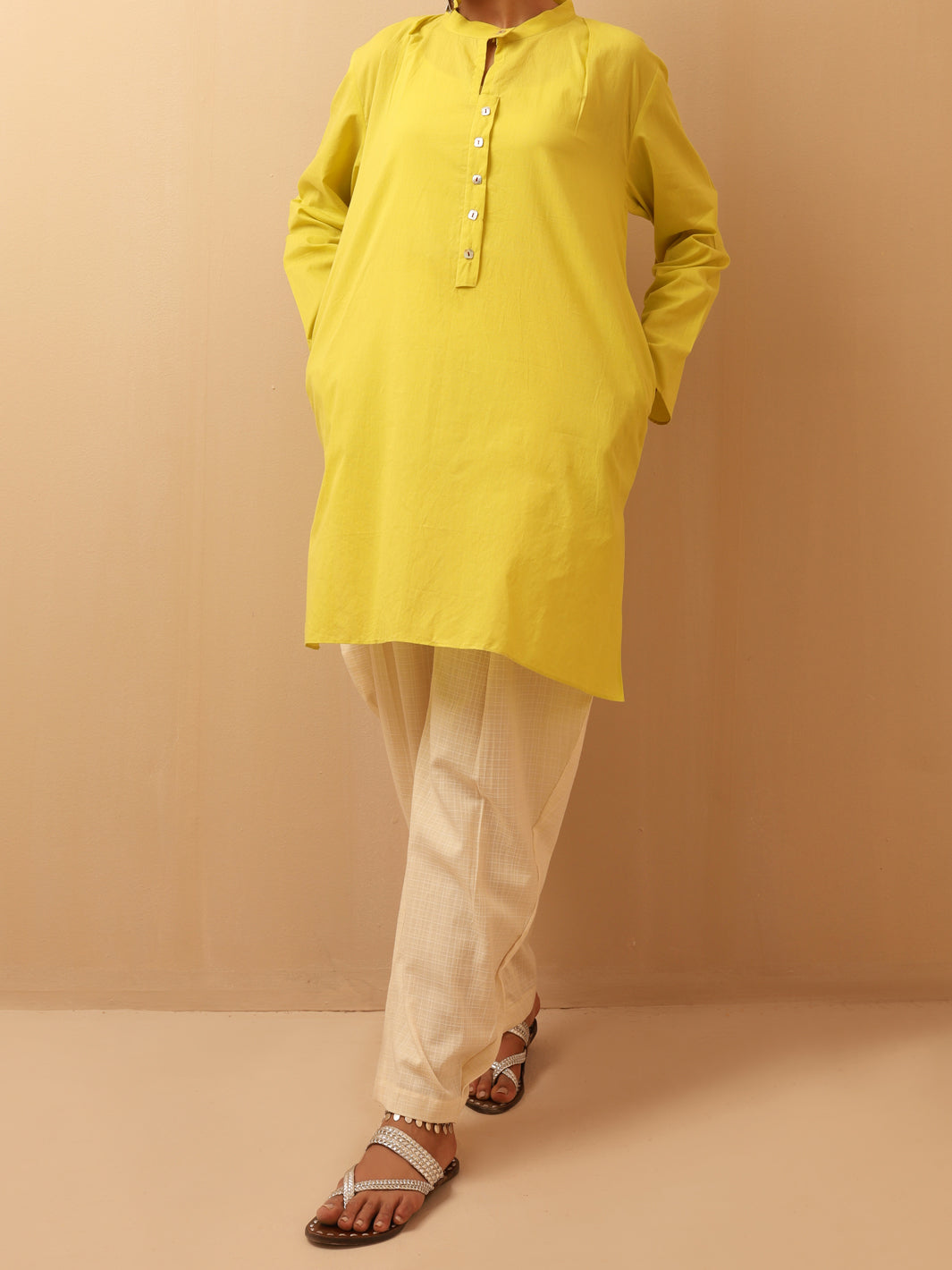 Lime Linen Tunic - ALCR-LK-1016 - Almirah Online