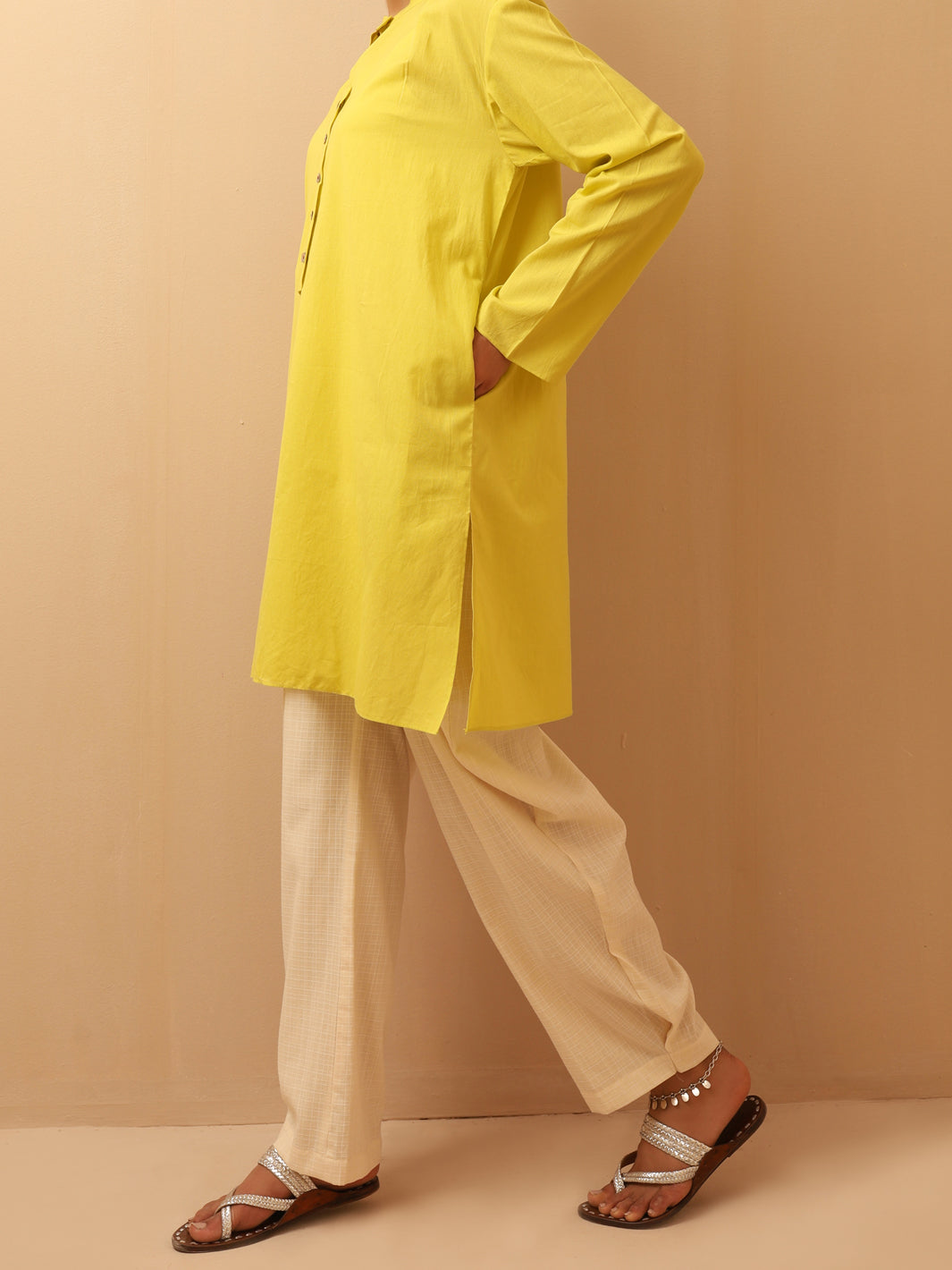 Lime Linen Tunic - ALCR-LK-1016 - Almirah Online