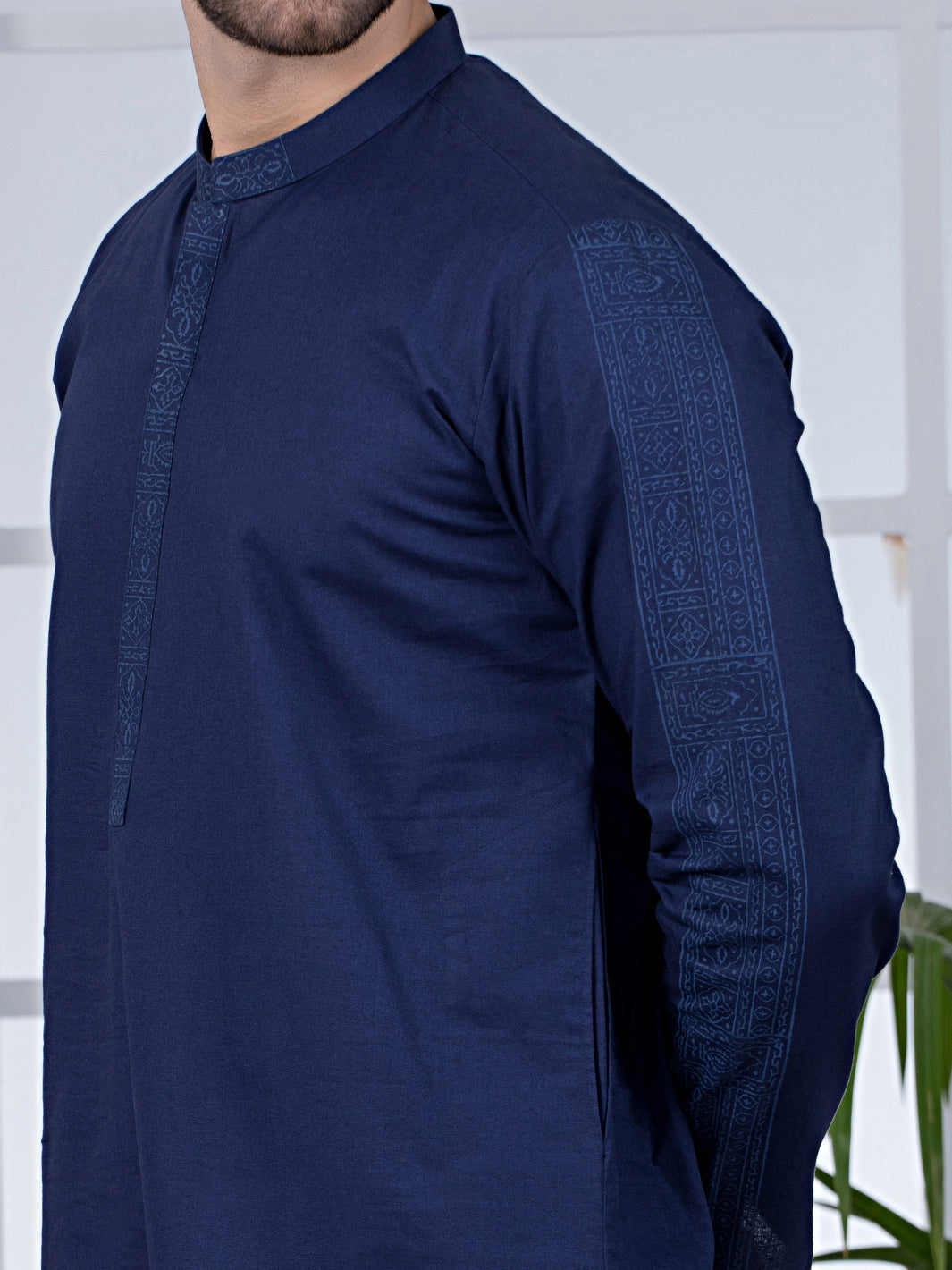 Dark Blue Cotton Kurta - AL-K-1020