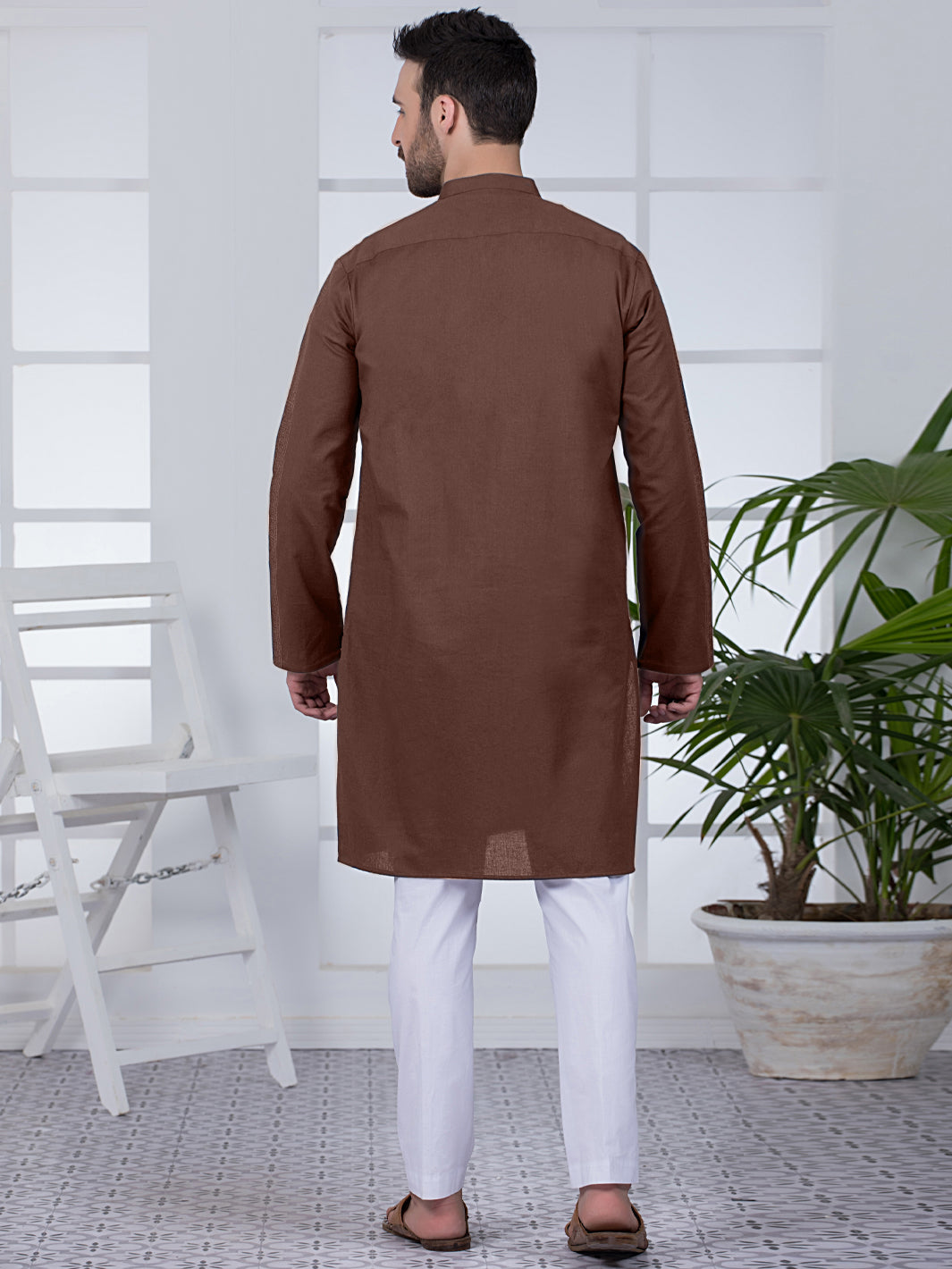 Brown Cotton Kurta - AL-K-1021