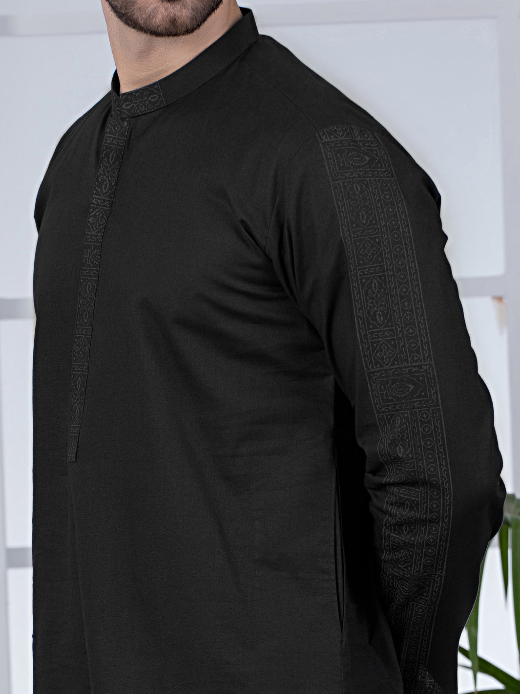 Black Cotton Kurta - AL-K-1022