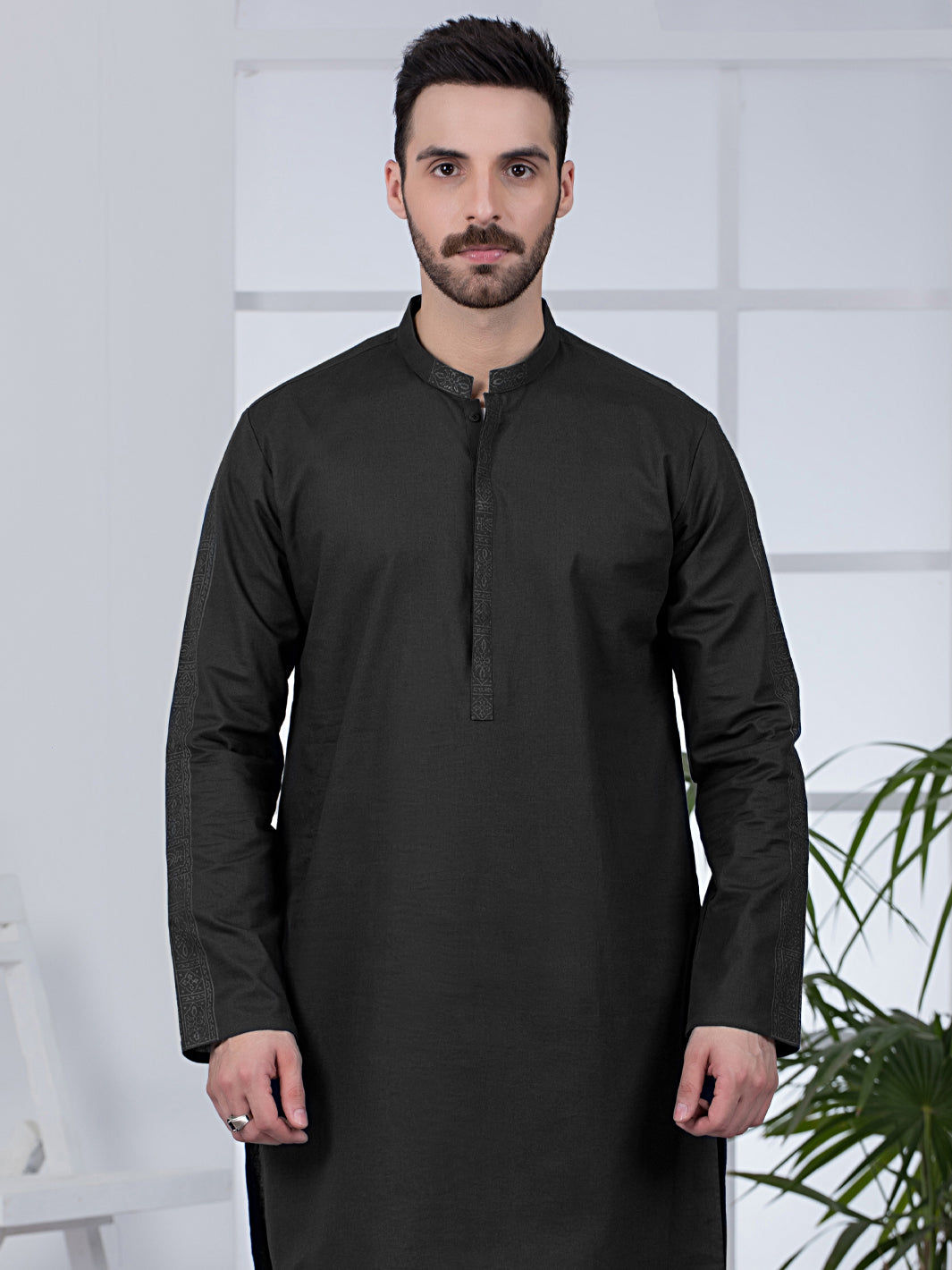 Black Cotton Kurta - AL-K-1022