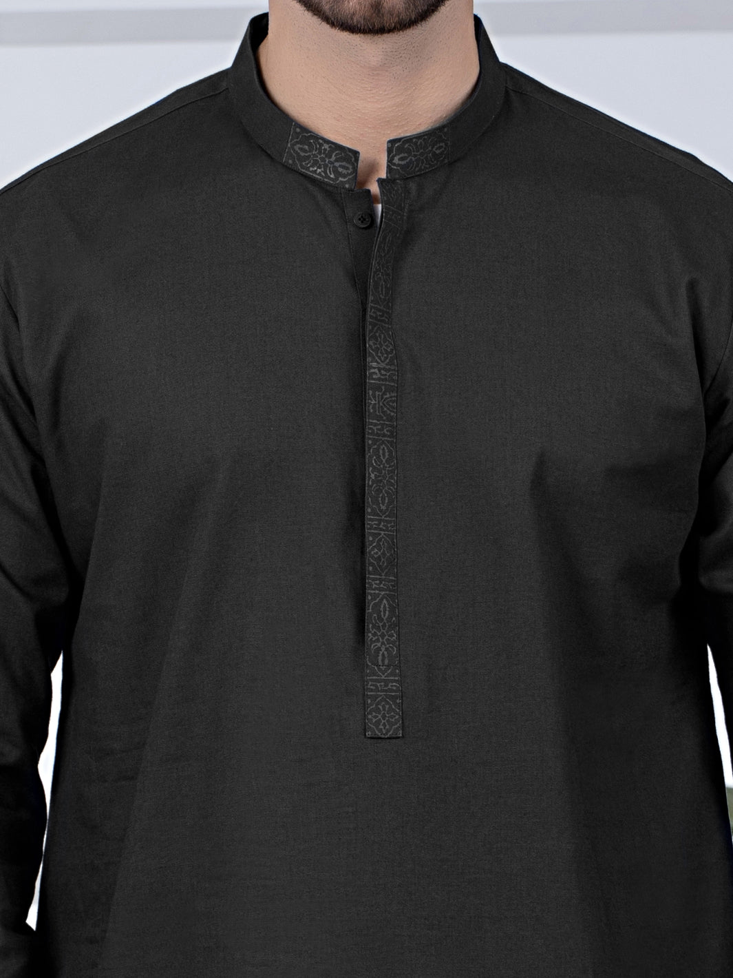 Black Cotton Kurta - AL-K-1022