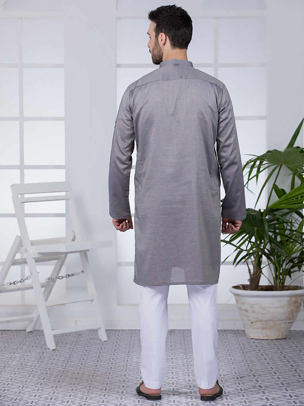 Grey Kurta - AL-K-1028