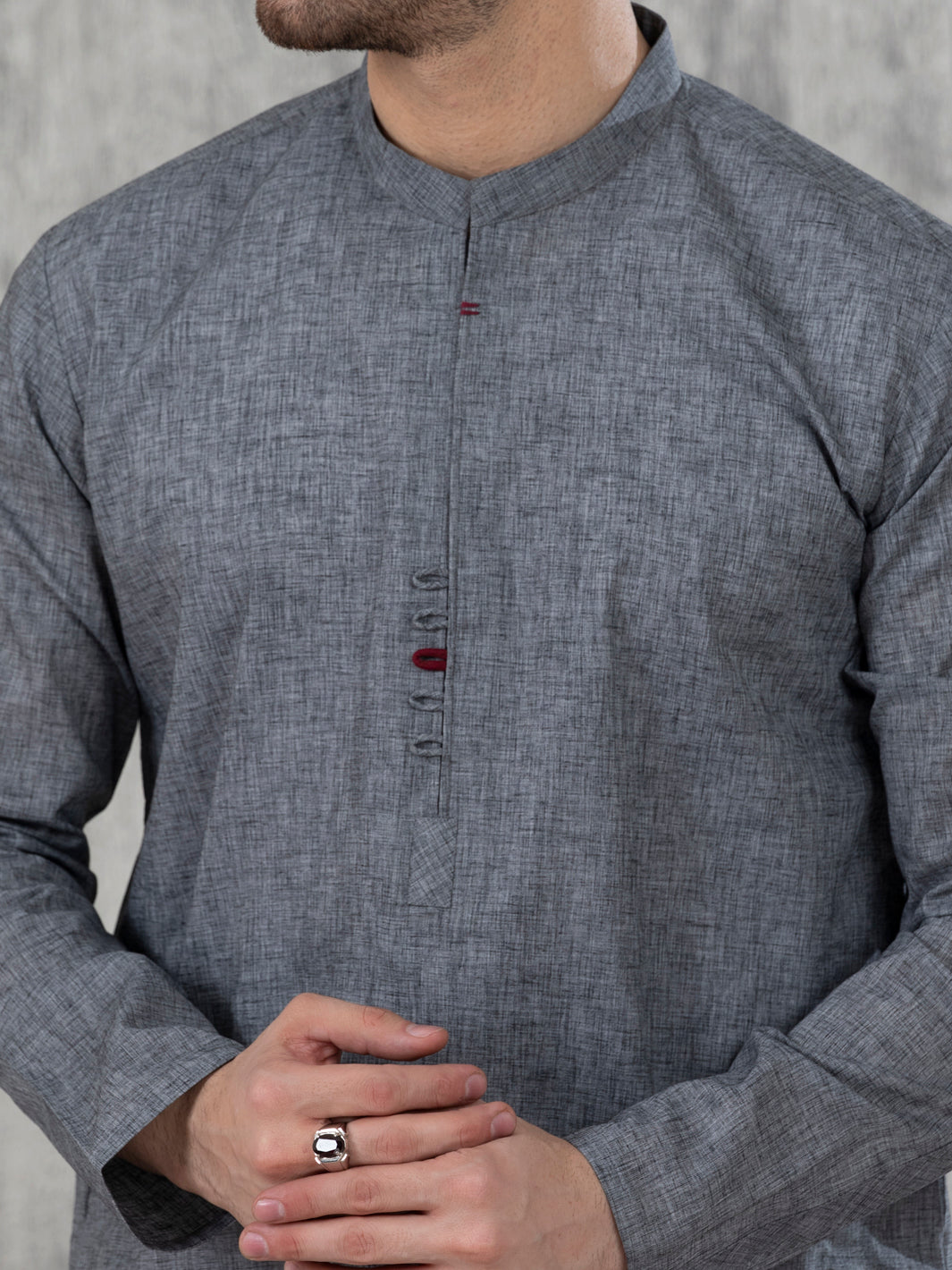 Dark Grey Blended Kurta - AL-K-1042