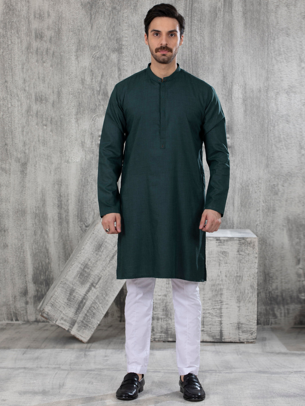 Green Blended Kurta - AL-K-1048