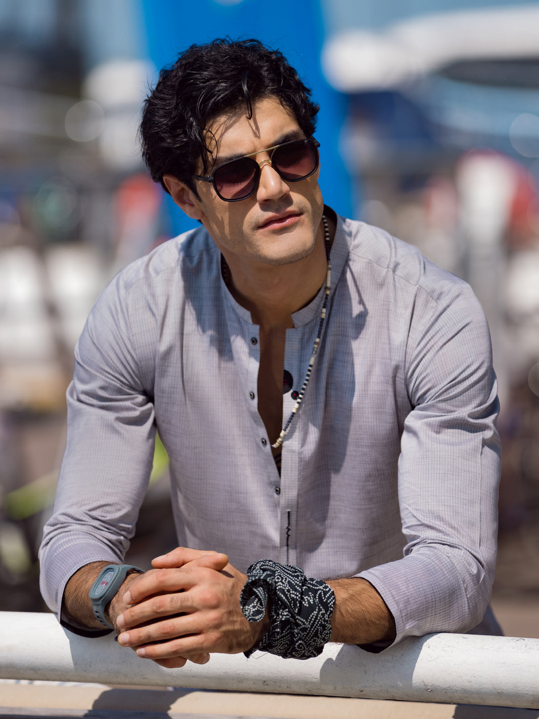 Grey Cotton Kurta - AL-K-1053