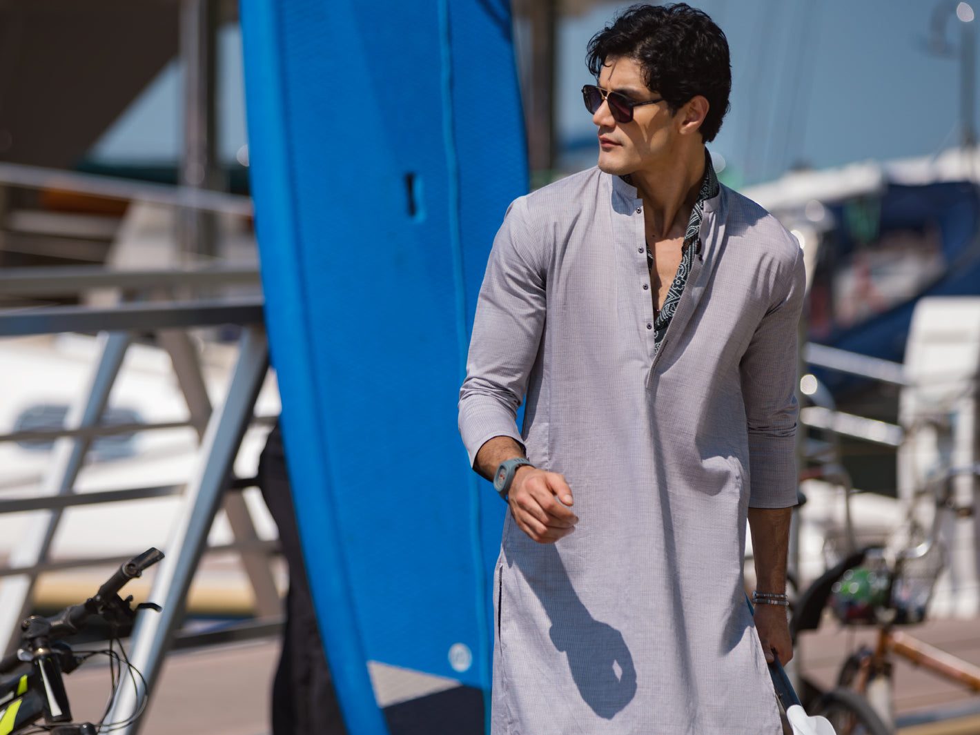 Grey Cotton Kurta - AL-K-1053