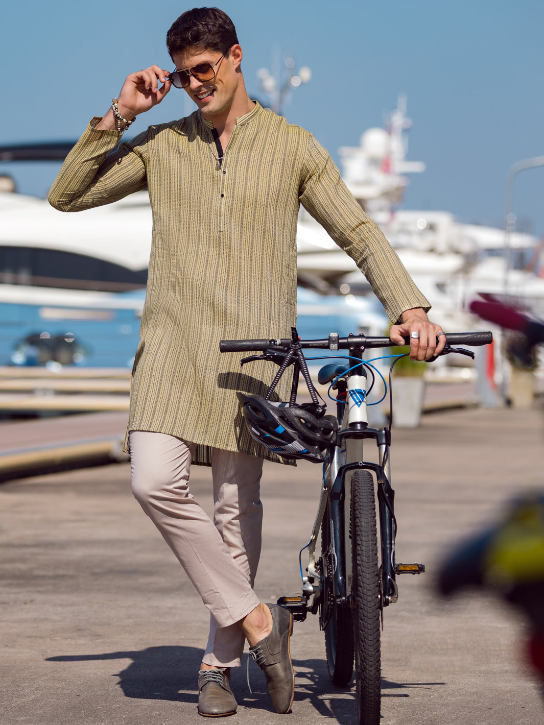 Olive Green Cotton Kurta - AL-K-1059